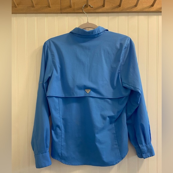Columbia PFG Professional Fishing Gear Blue Snap Button Up Long Sleeve Vented S - Picture 8 of 9